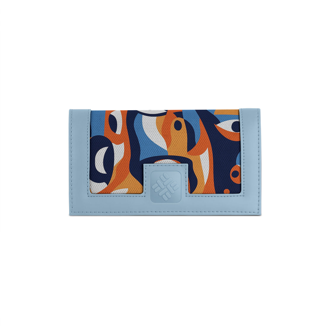 Blue Sleek Elegance Fold Wallet in Bold Geometric Waves