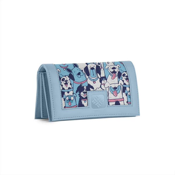 Blue Sleek Elegance Fold Wallet in Playful Puppy Pop Art - 1