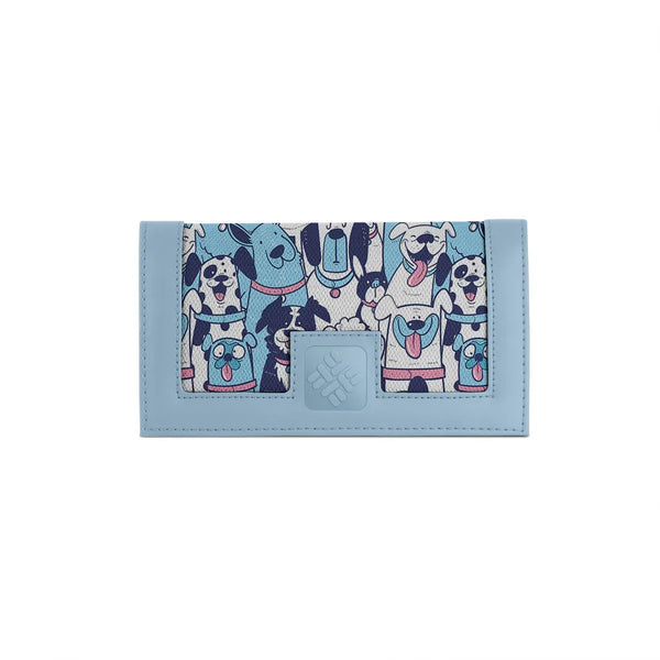 Blue Sleek Elegance Fold Wallet in Playful Puppy Pop Art