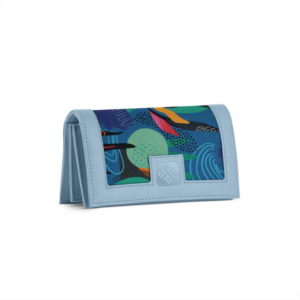 Blue Sleek Elegance Fold Wallet with Abstract Cosmic Flow - 1