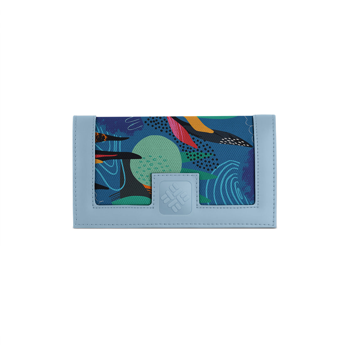Blue Sleek Elegance Fold Wallet with Abstract Cosmic Flow