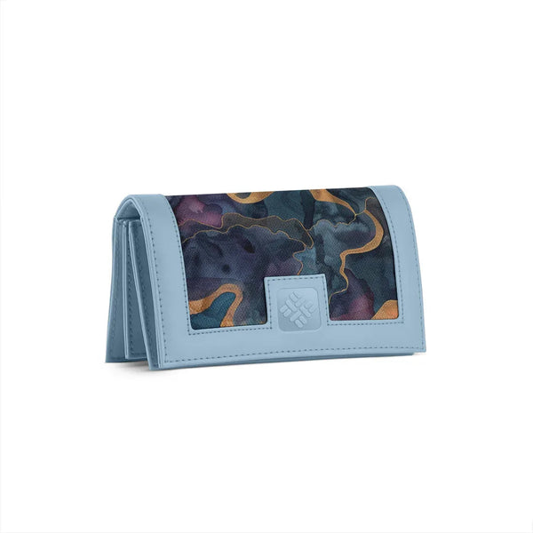 Blue Sleek Elegance Fold Wallet  with Ethereal Watercolor Waves - 1