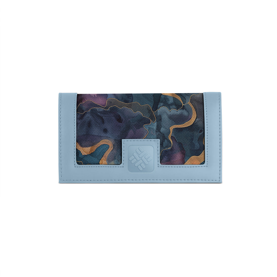 Blue Sleek Elegance Fold Wallet  with Ethereal Watercolor Waves