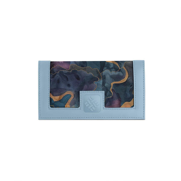 Blue Sleek Elegance Fold Wallet  with Ethereal Watercolor Waves