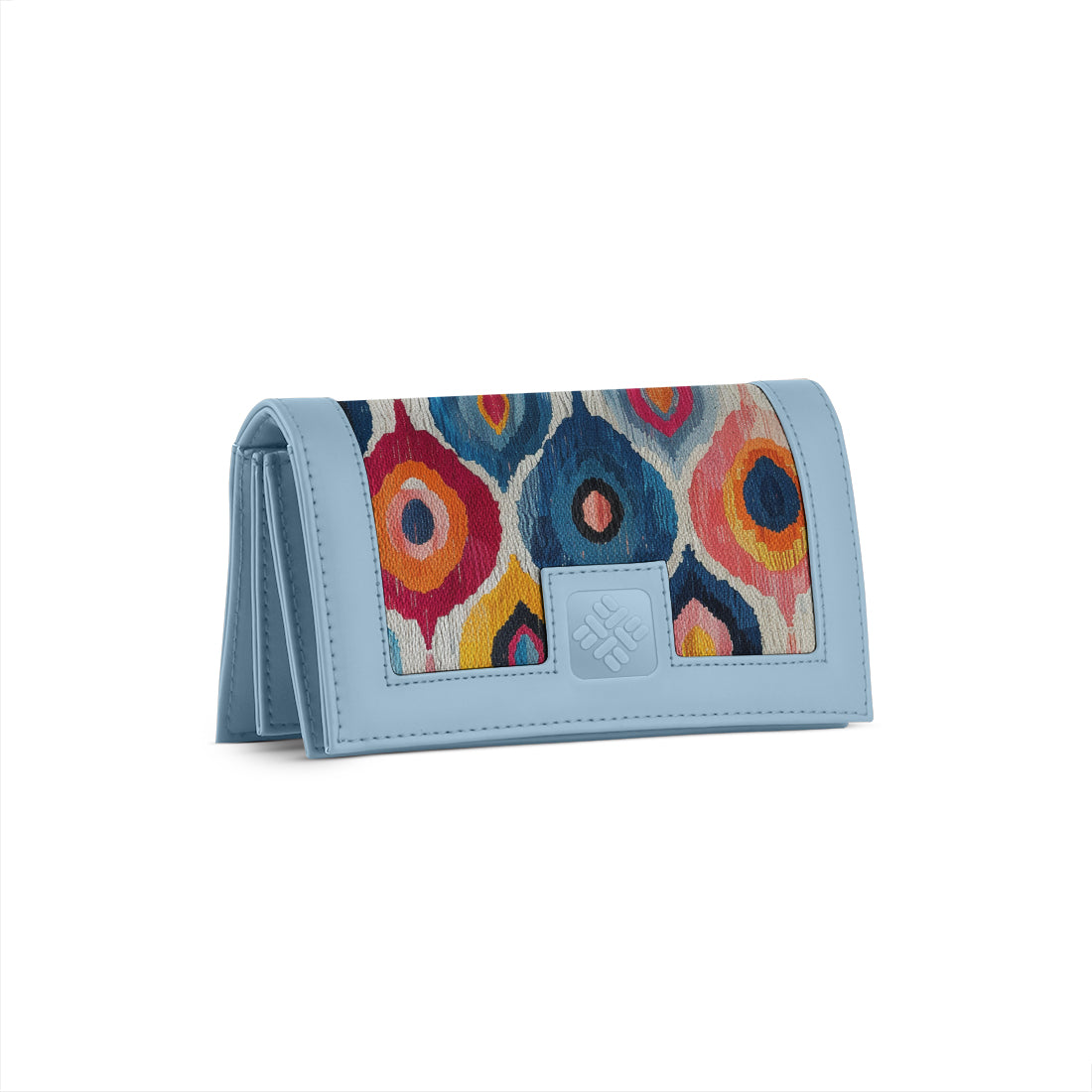 Blue Sleek Elegance Fold Wallet with Vibrant Abstract Ikat Pattern