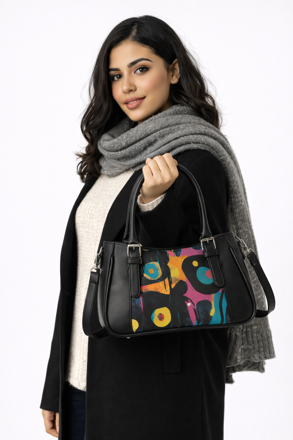 Black  Curve Satchel – Sleek, Stylish, Everyday