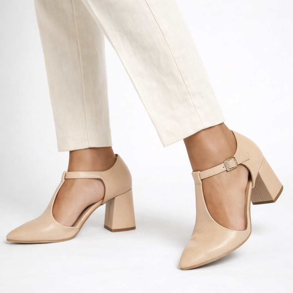 Beige T-Strap Heels – Elegance That Works