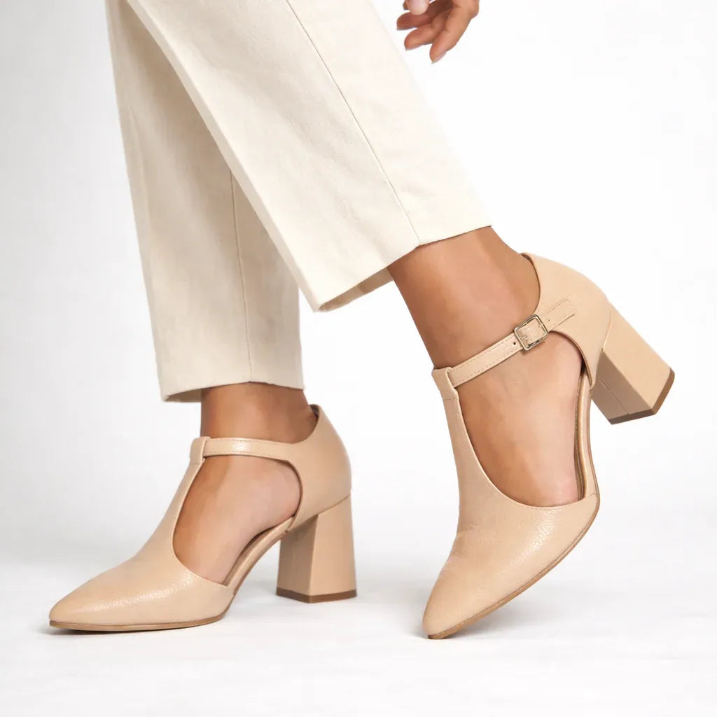 Beige T-Strap Heels – Elegance That Works
