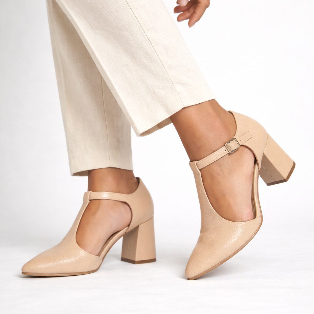 Beige T-Strap Heels – Elegance That Works