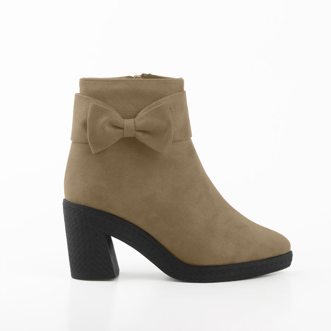 Chic Bow Booties Beige