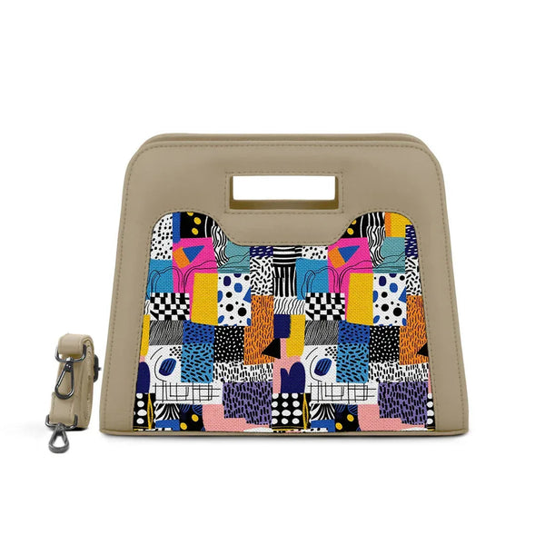 Beige Chic Peek Handbag Graphic Shapes - 1