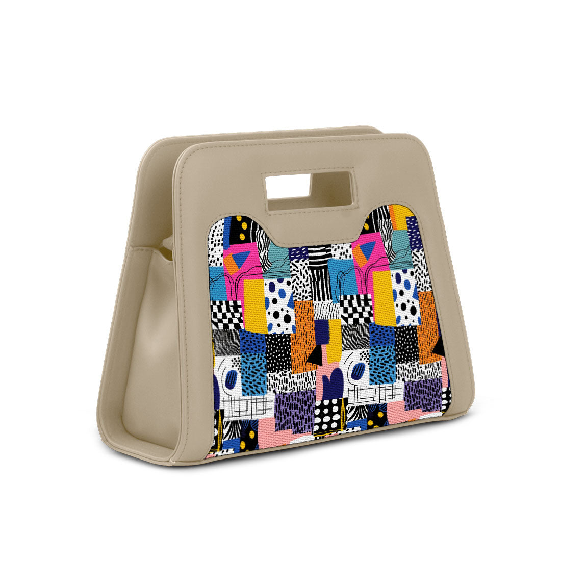 Beige Chic Peek Handbag Graphic Shapes