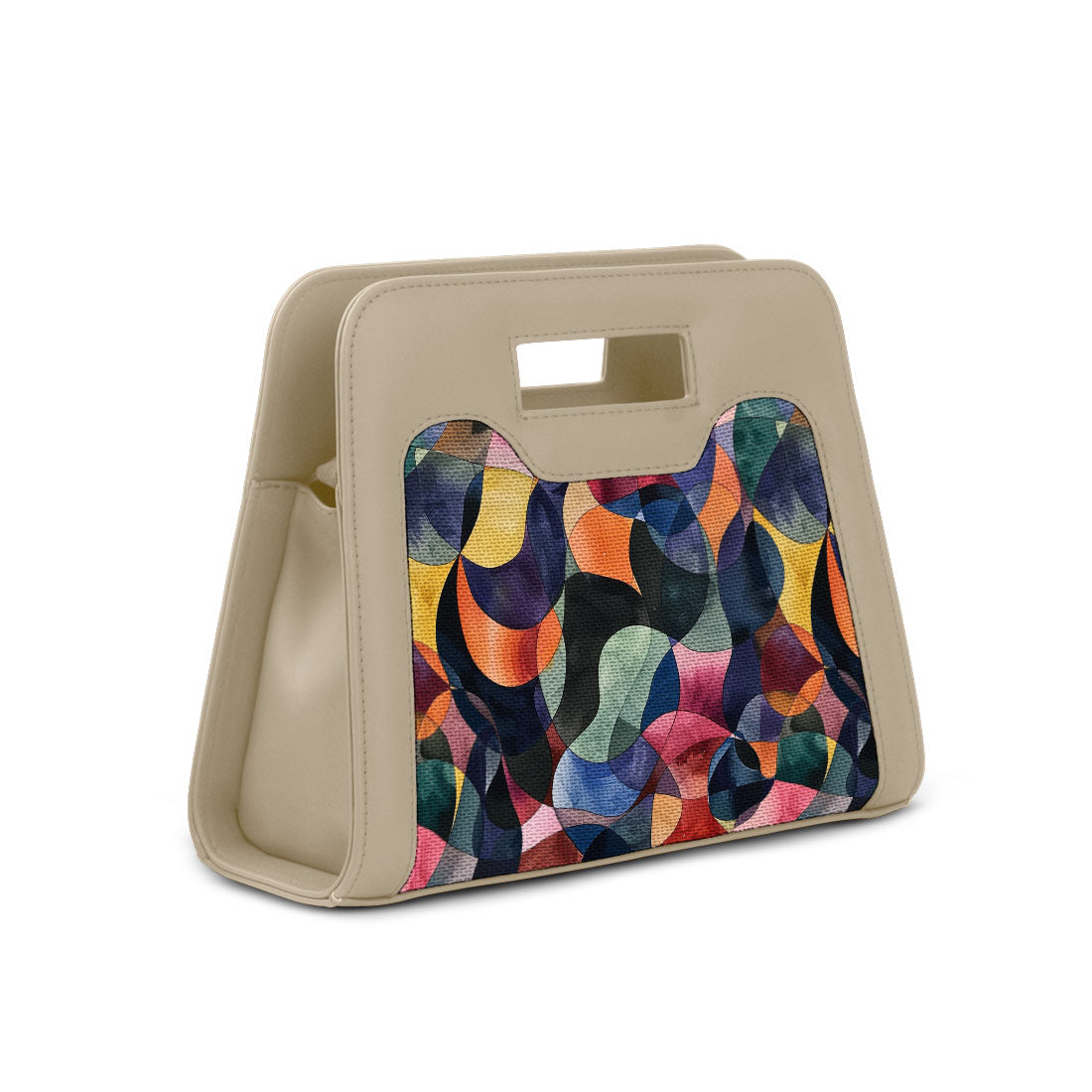 Beige Chic Peek Handbag Watercolor Wavy