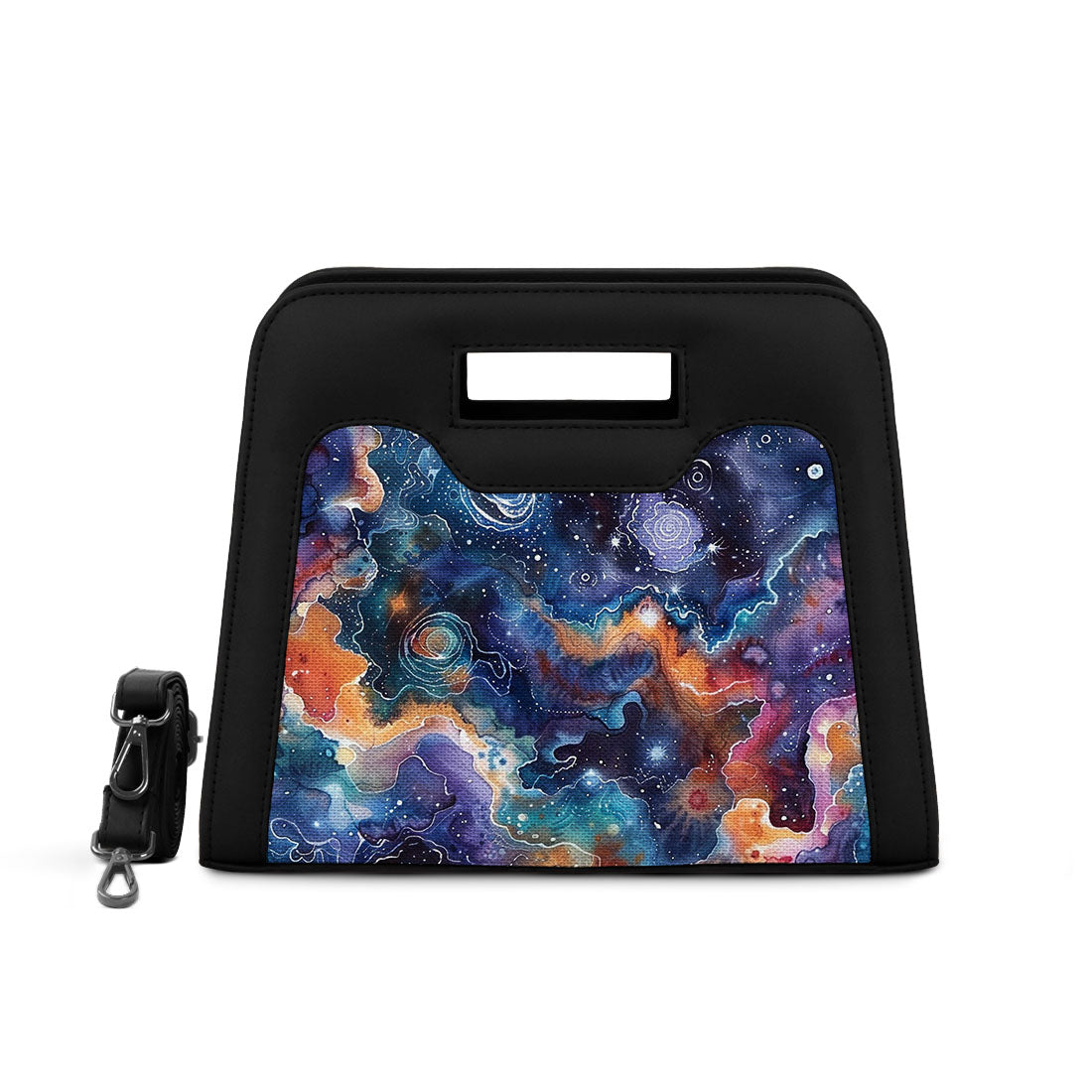 Black Chic Peek Handbag Galaxy Shapes