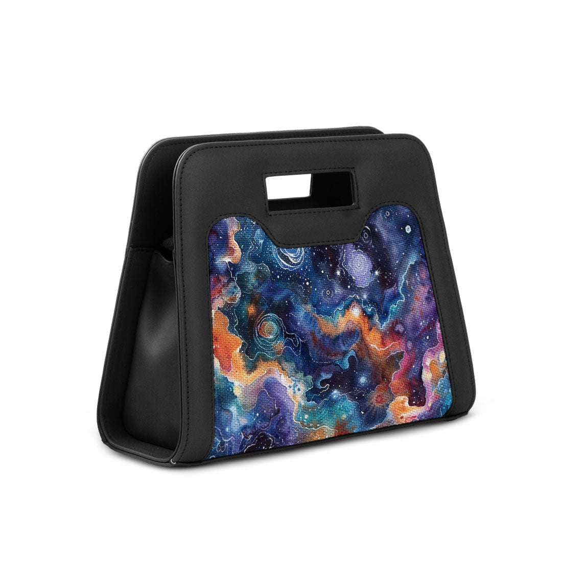 Black Chic Peek Handbag Galaxy Shapes