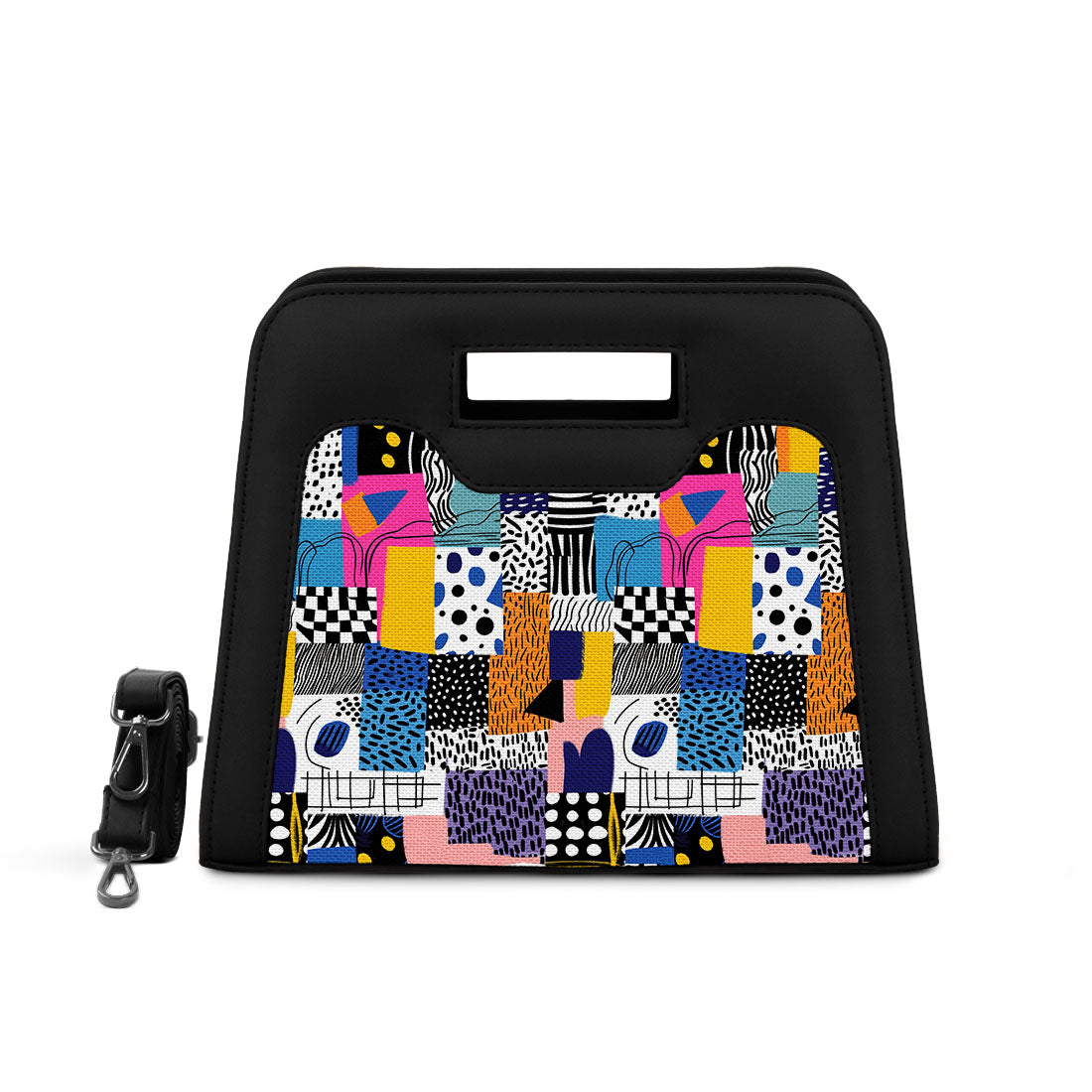 Black Chic Peek Handbag Graphic Shapes