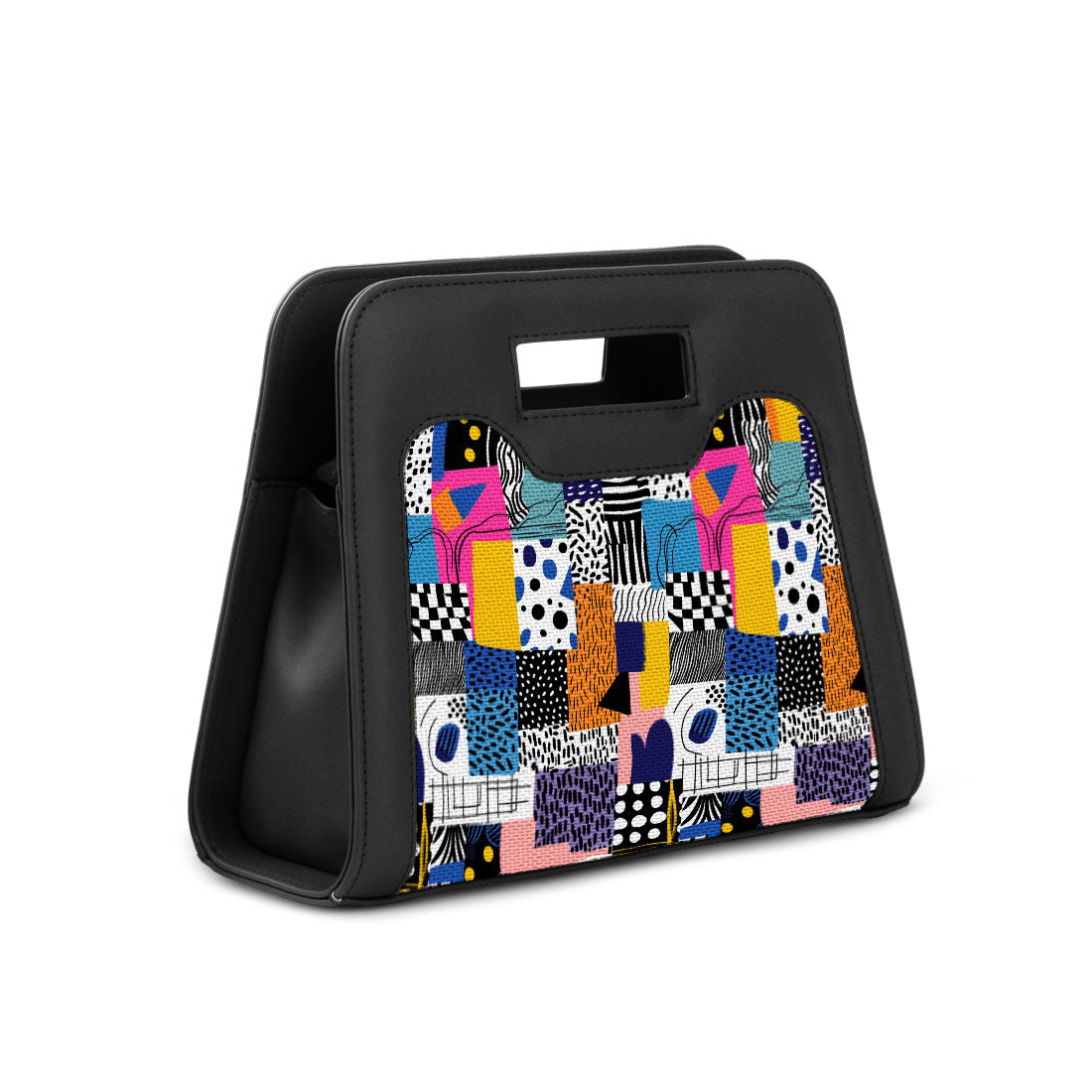 Black Chic Peek Handbag Graphic Shapes