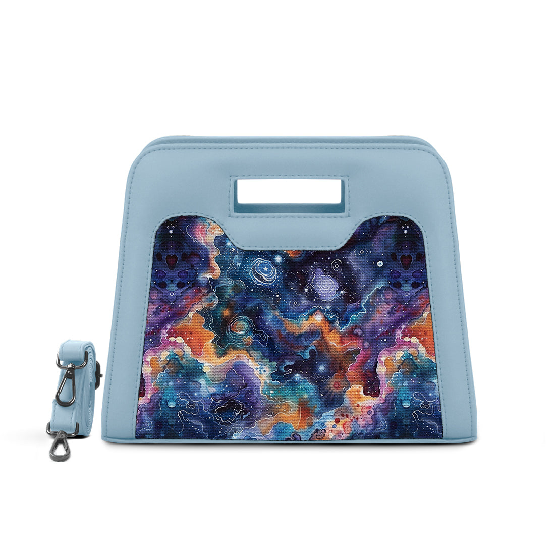 Blue Chic Peek Handbag Galaxy Shapes
