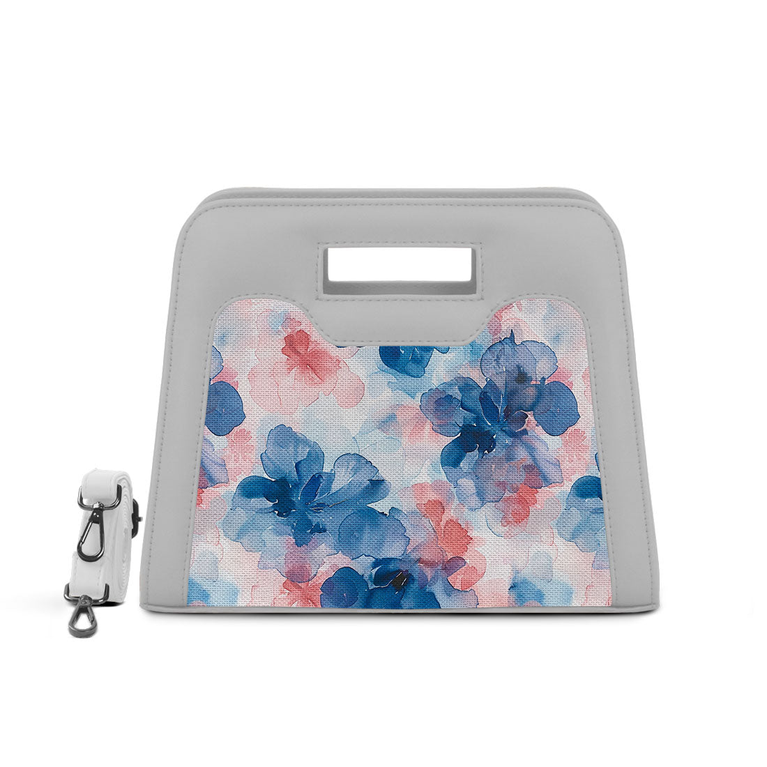 White Chic Peek Handbag Blue Flower