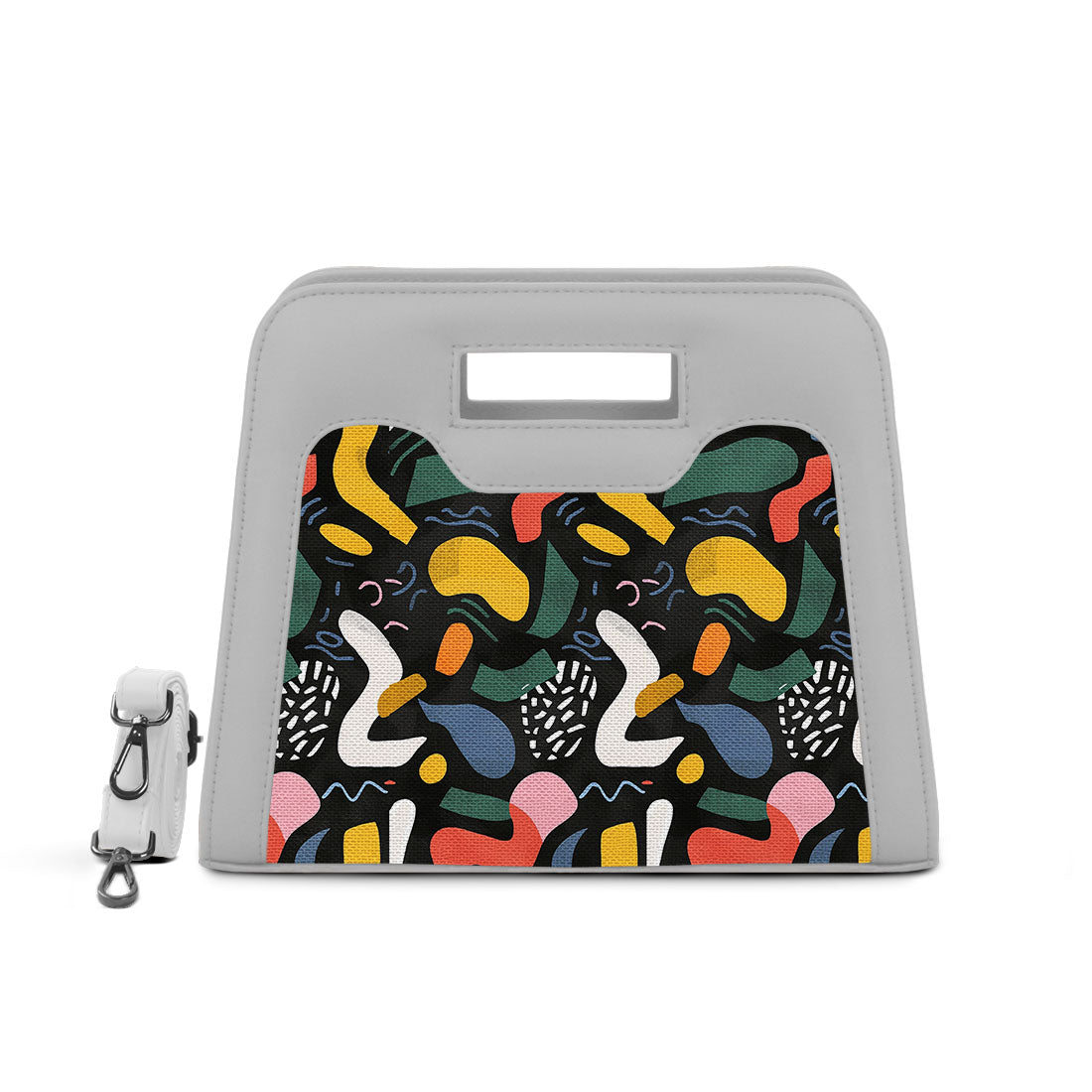 White Chic Peek Handbag Colorful Abstract
