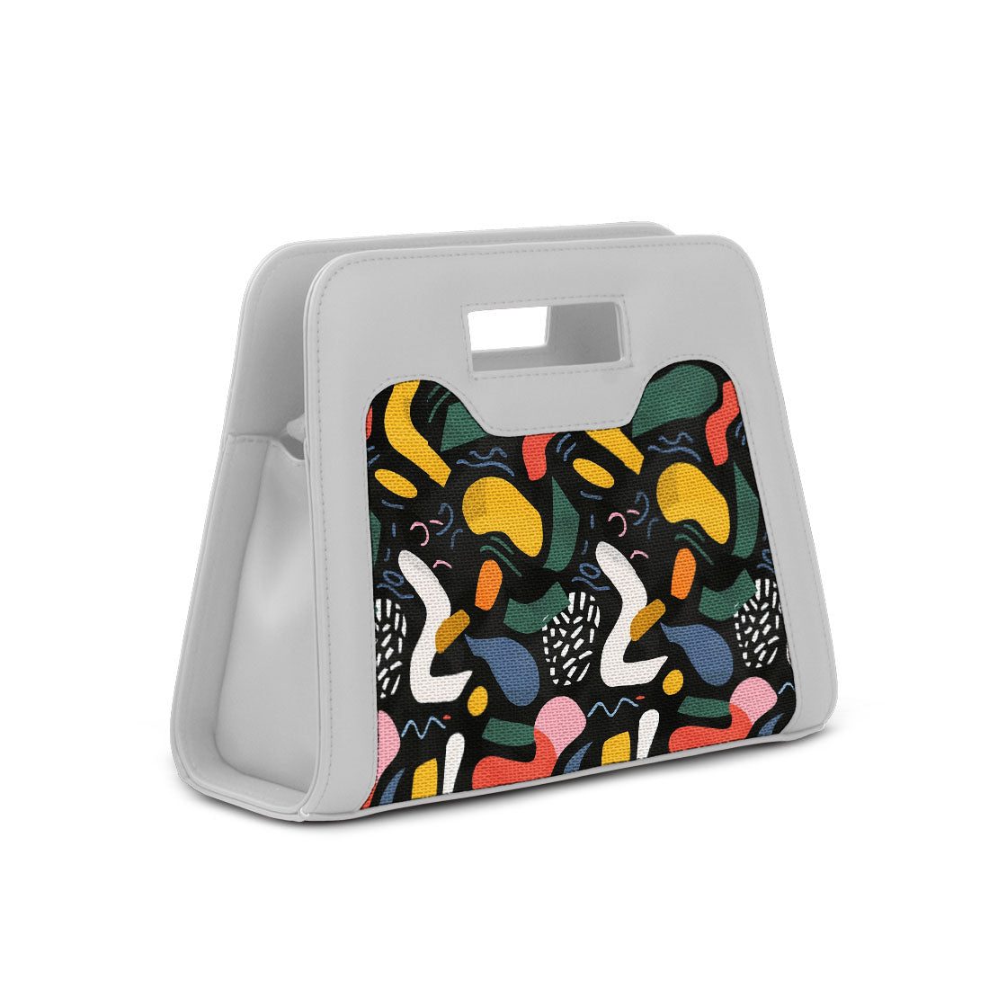 White Chic Peek Handbag Colorful Abstract