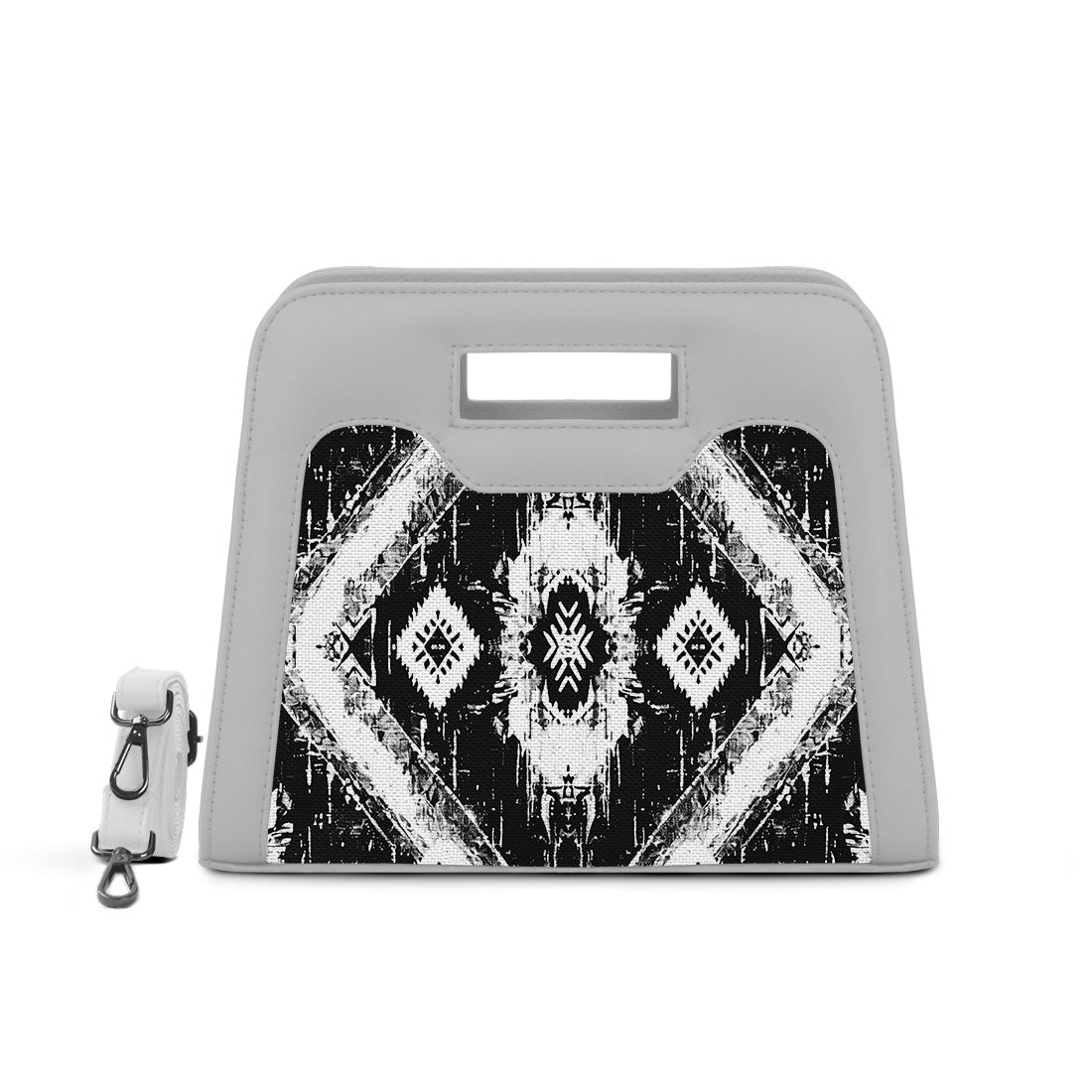 White Chic Peek Handbag Ethnic Ikat