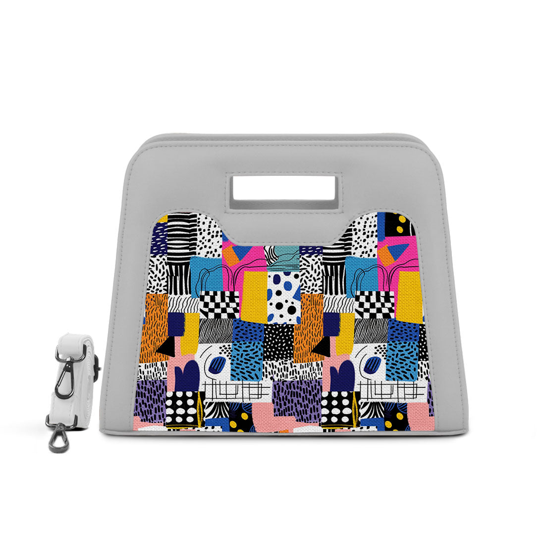 White Chic Peek Handbag Graphic Shapes