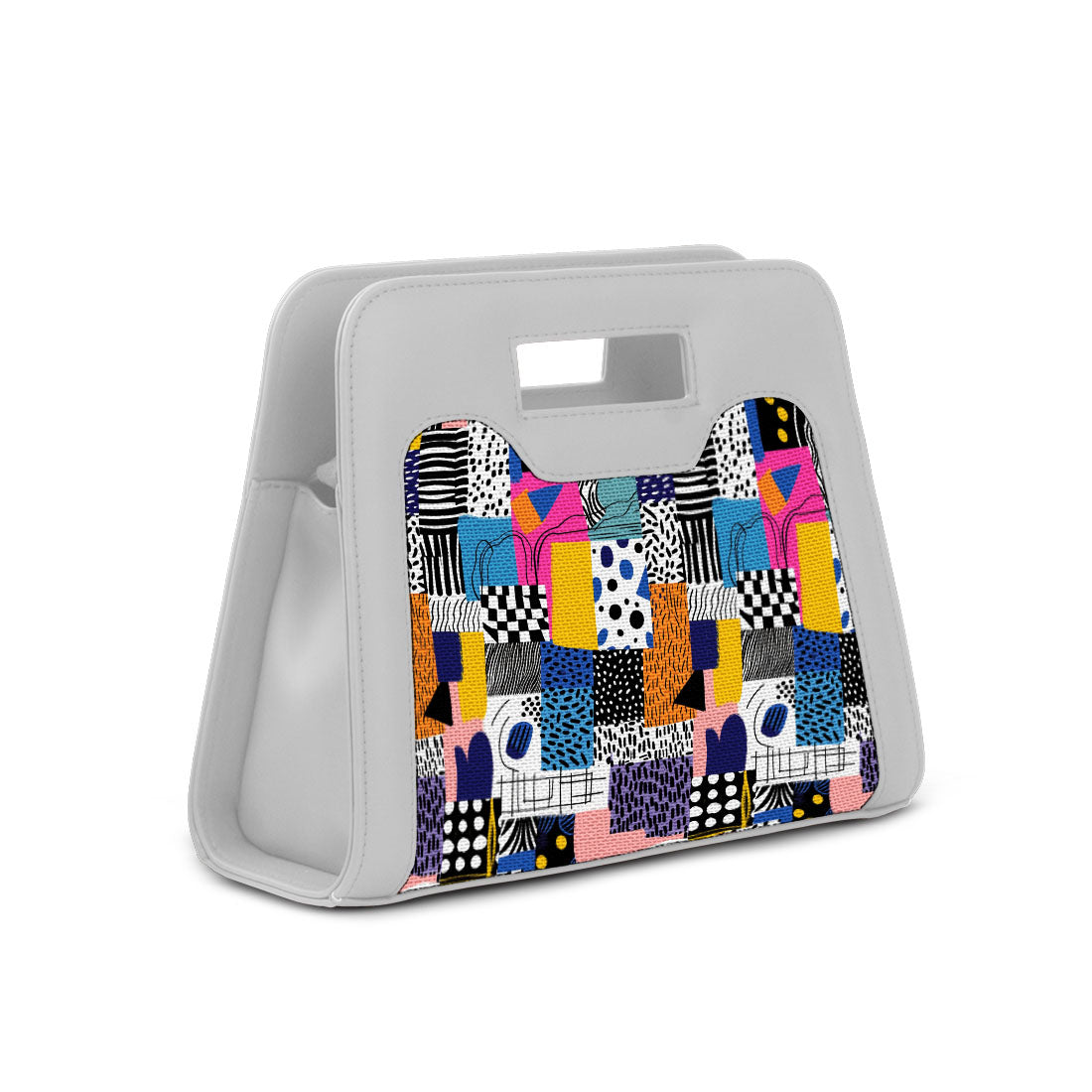 White Chic Peek Handbag Graphic Shapes