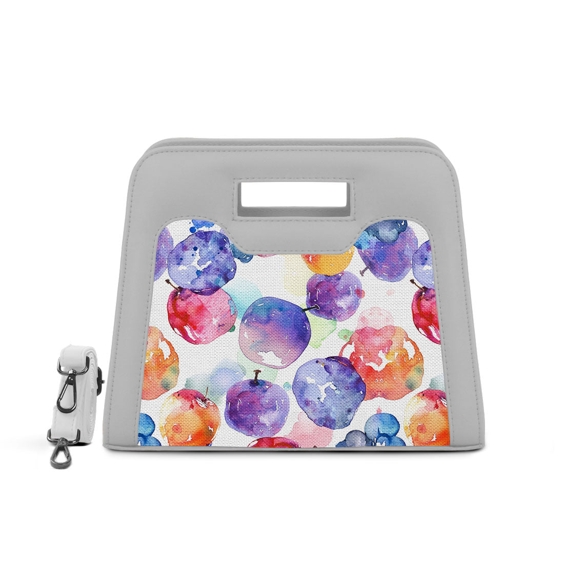 White Chic Peek Handbag Watercolor Apples