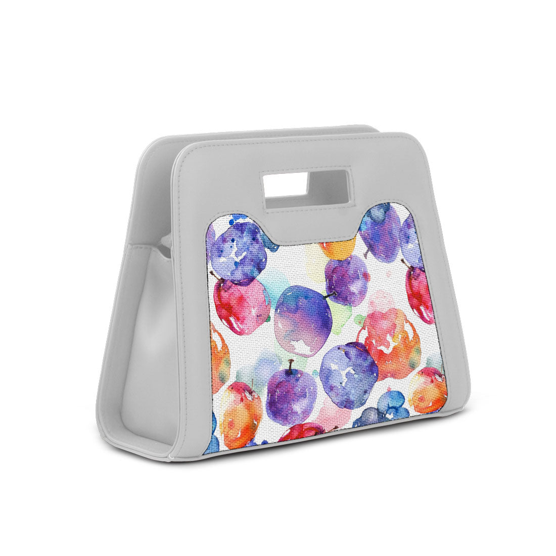 White Chic Peek Handbag Watercolor Apples