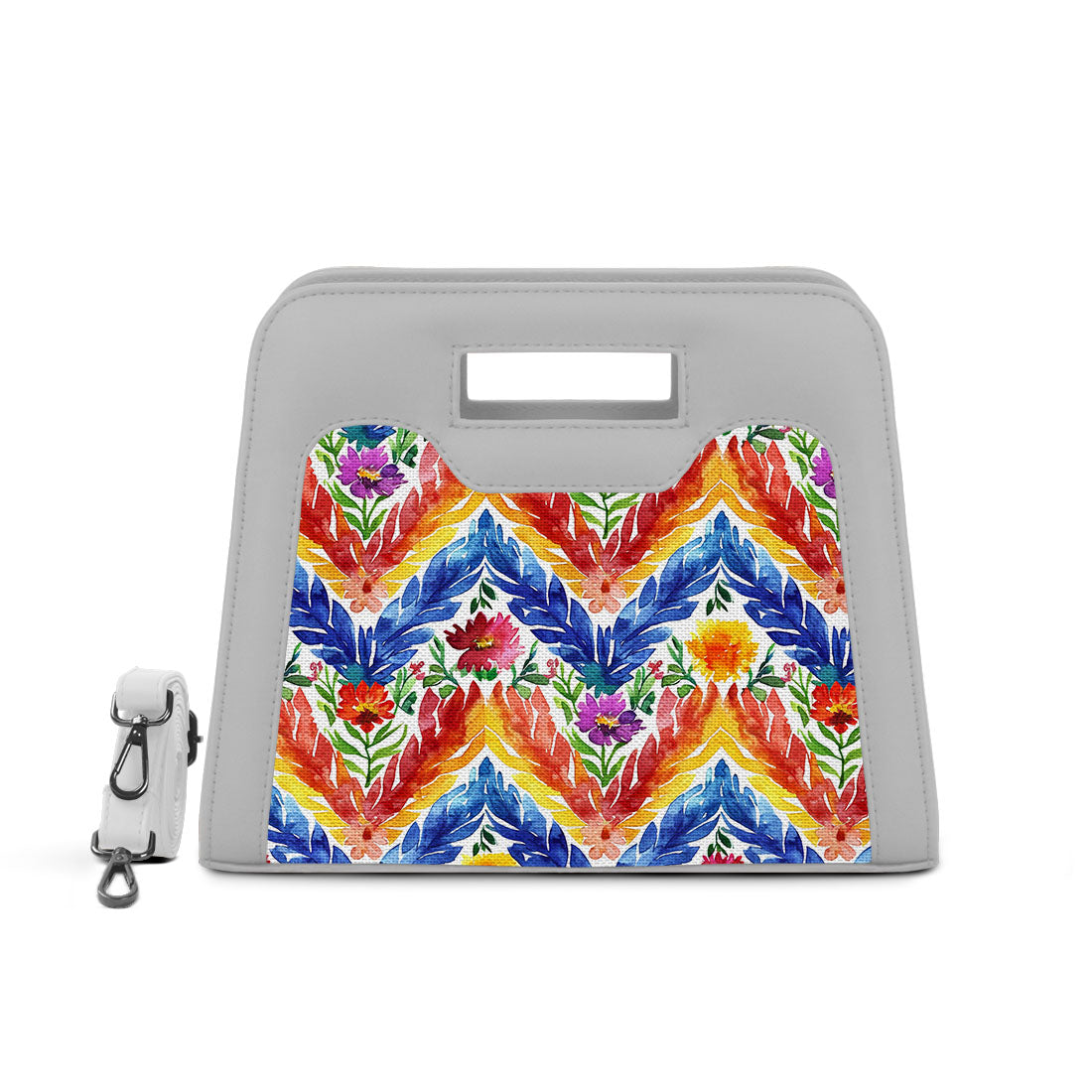 White Chic Peek Handbag Watercolor Rows