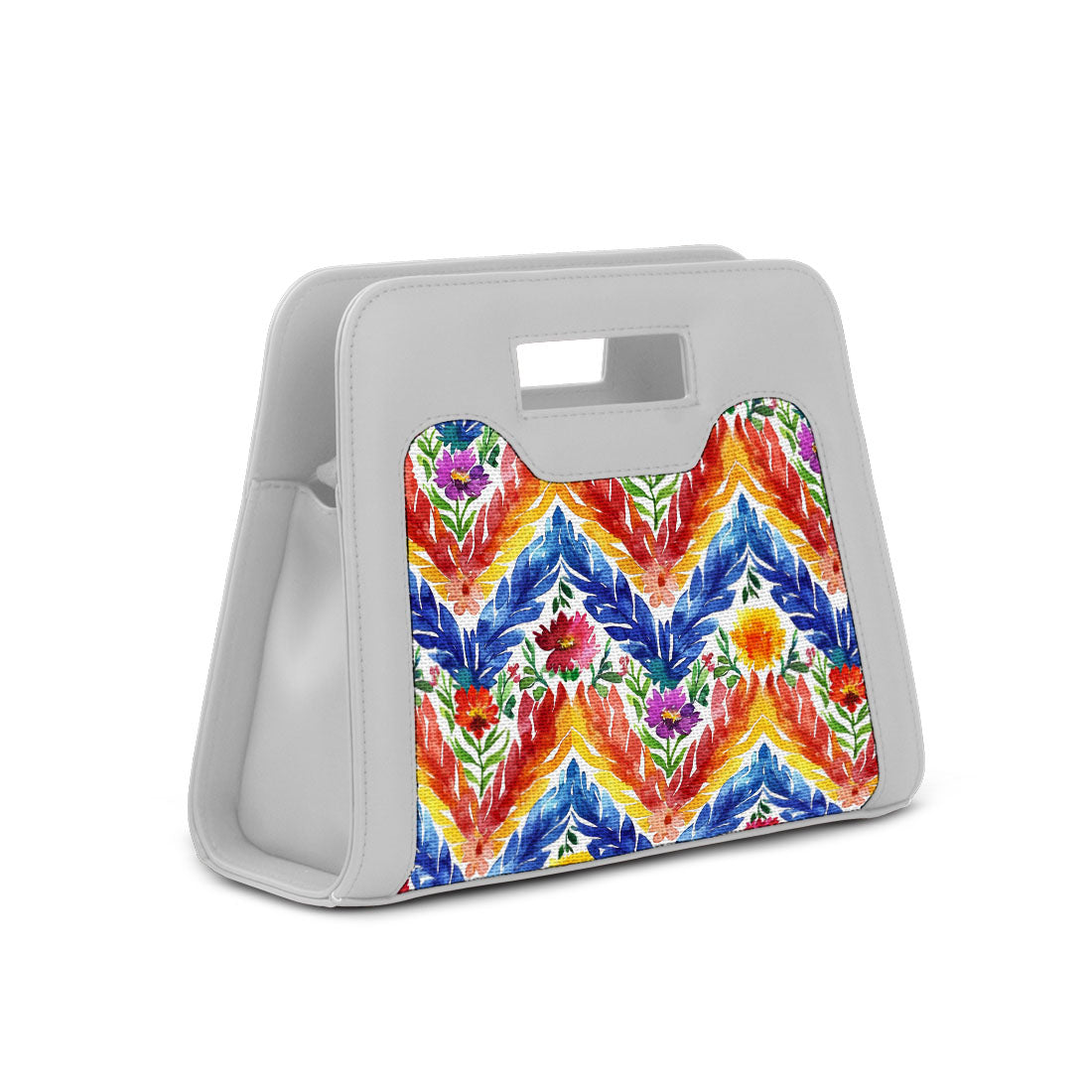 White Chic Peek Handbag Watercolor Rows