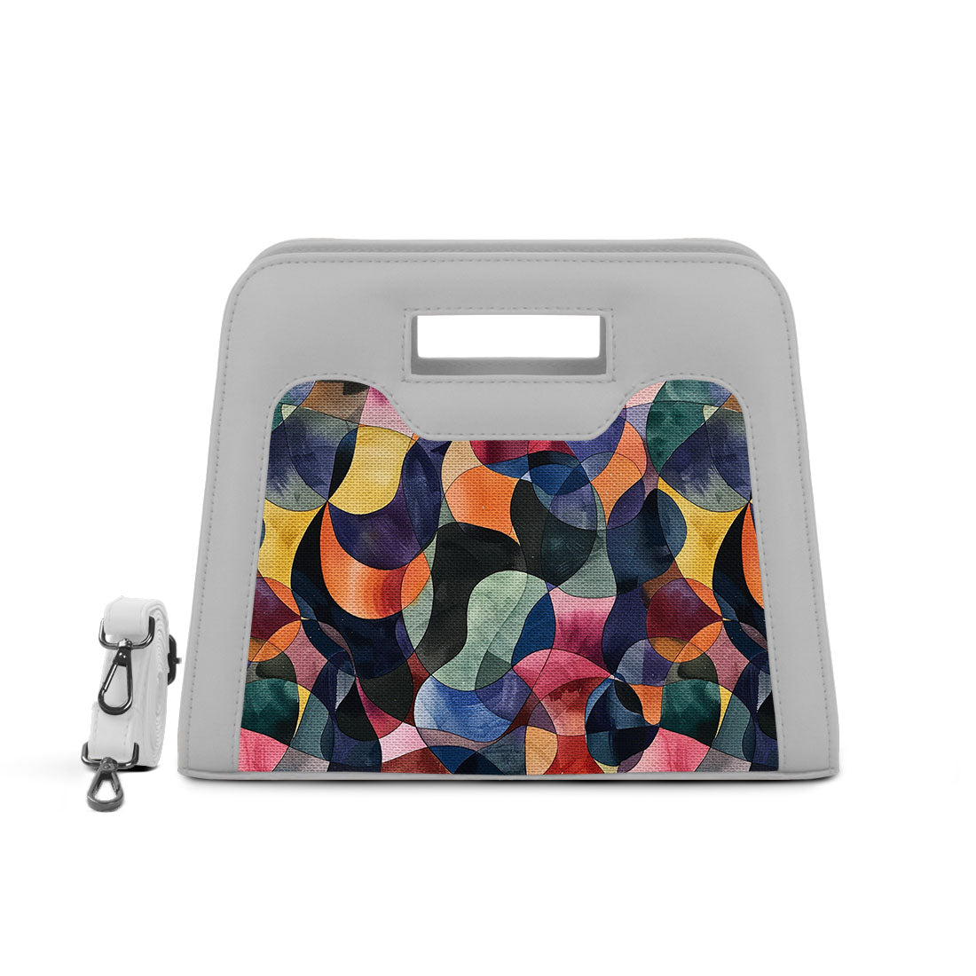 White Chic Peek Handbag Watercolor Wavy