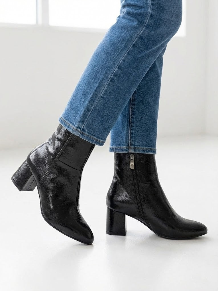 Black Urban Step Ankle Boots