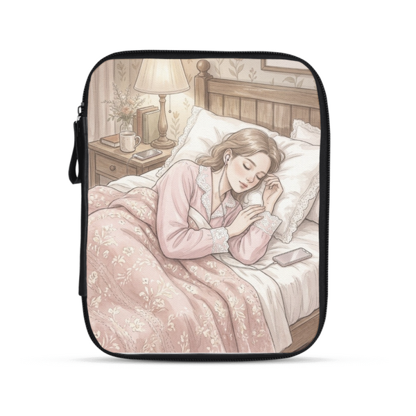 Tablet Sleeve - Cozy Bedtime Girl Listening To Music - 1