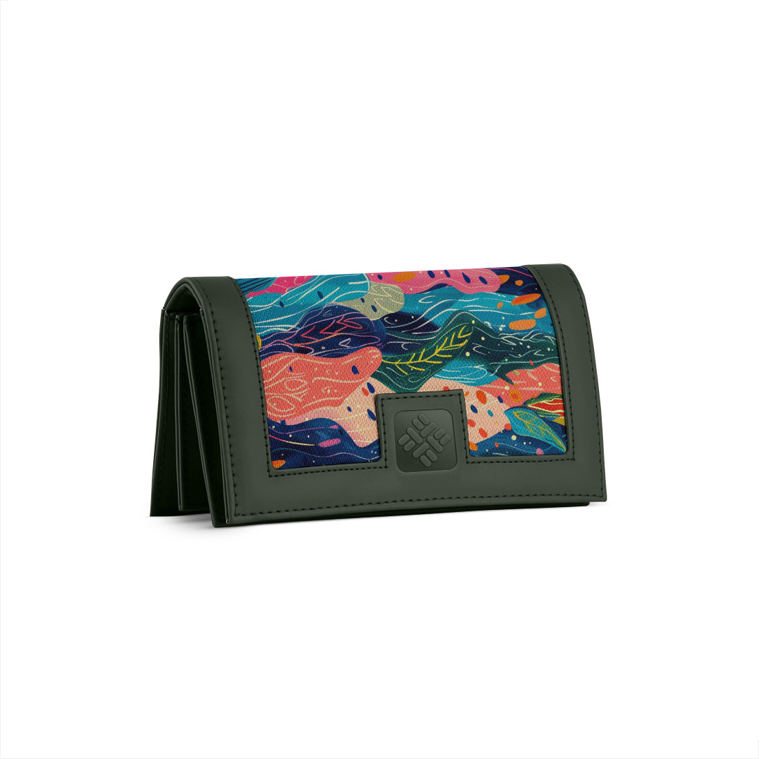 DGreen Sleek Elegance Fold Wallet Featuring Flowing Nature Waves