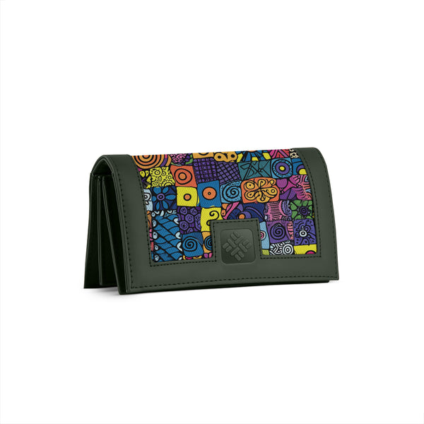 DGreen Sleek Elegance Fold Wallet with Eclectic Boho Tile Design - 1