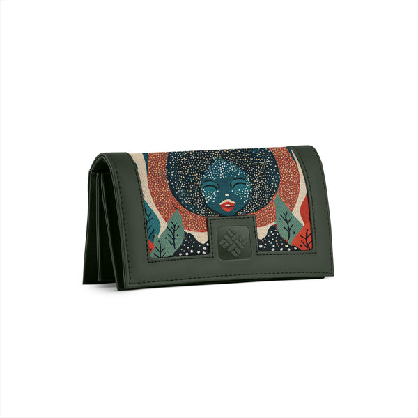 DGreen Sleek Elegance Fold Wallet with Ethereal Lunar Portrait - 1