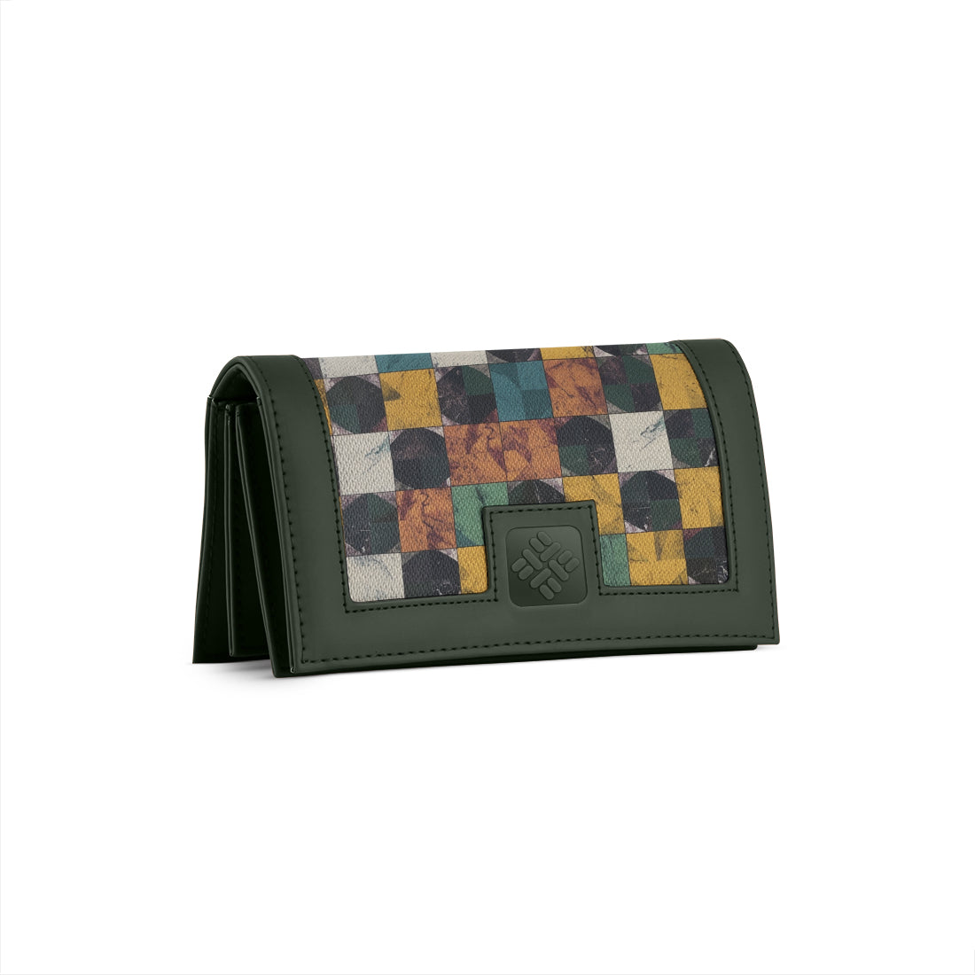 DGreen Sleek Elegance Fold Wallet with Rustic Patchwork Chic
