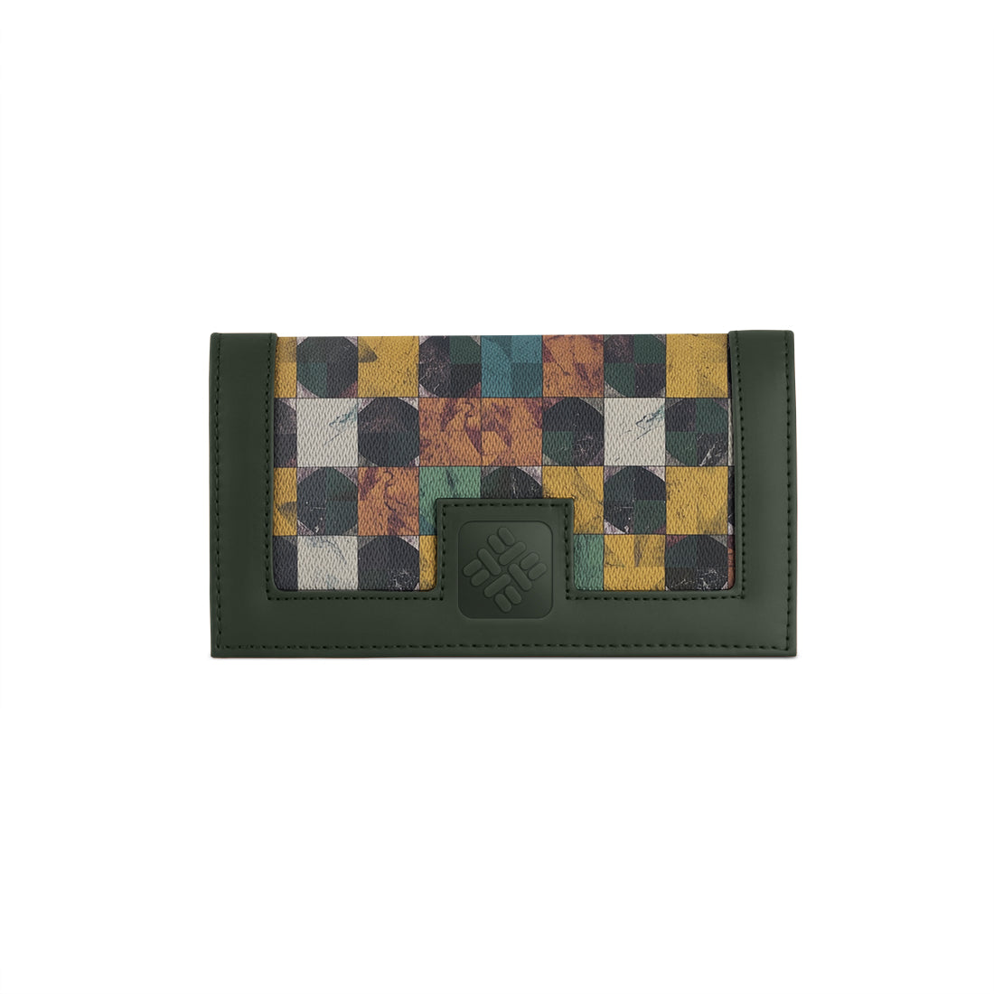 DGreen Sleek Elegance Fold Wallet with Rustic Patchwork Chic