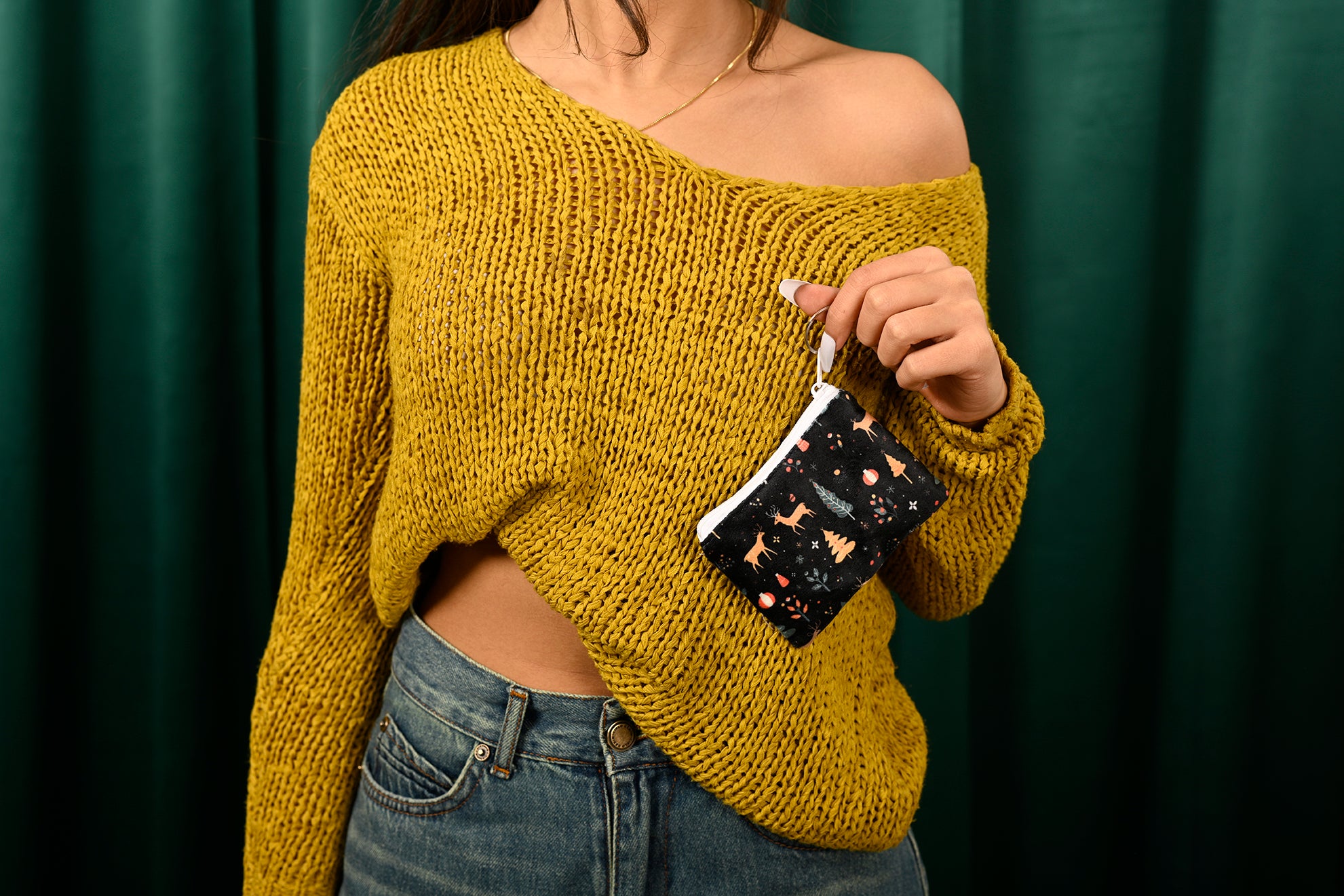 Cards Pocket Golden Reindeer Forest