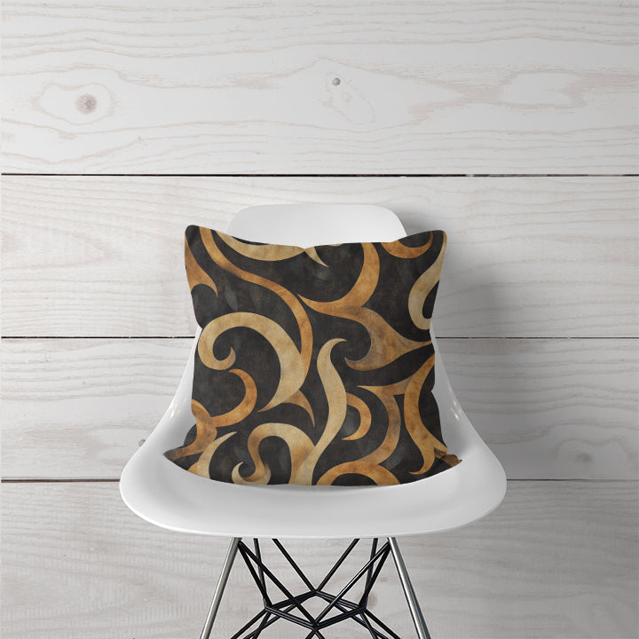 Decorative Pillow - Golden Swirl Sophistication