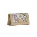 Beige Sleek Elegance Fold Wallet Vintage Botanical Bird and Floral Illustration