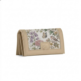 Beige Sleek Elegance Fold Wallet Vintage Botanical Bird and Floral Illustration