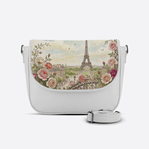 White Messenger Crossbody Eiffel Tower Paris France - 1