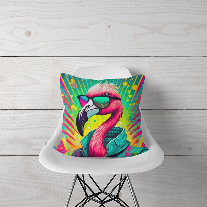Decorative Pillow Flamingo Cyberpunk - CANVAEGYPT