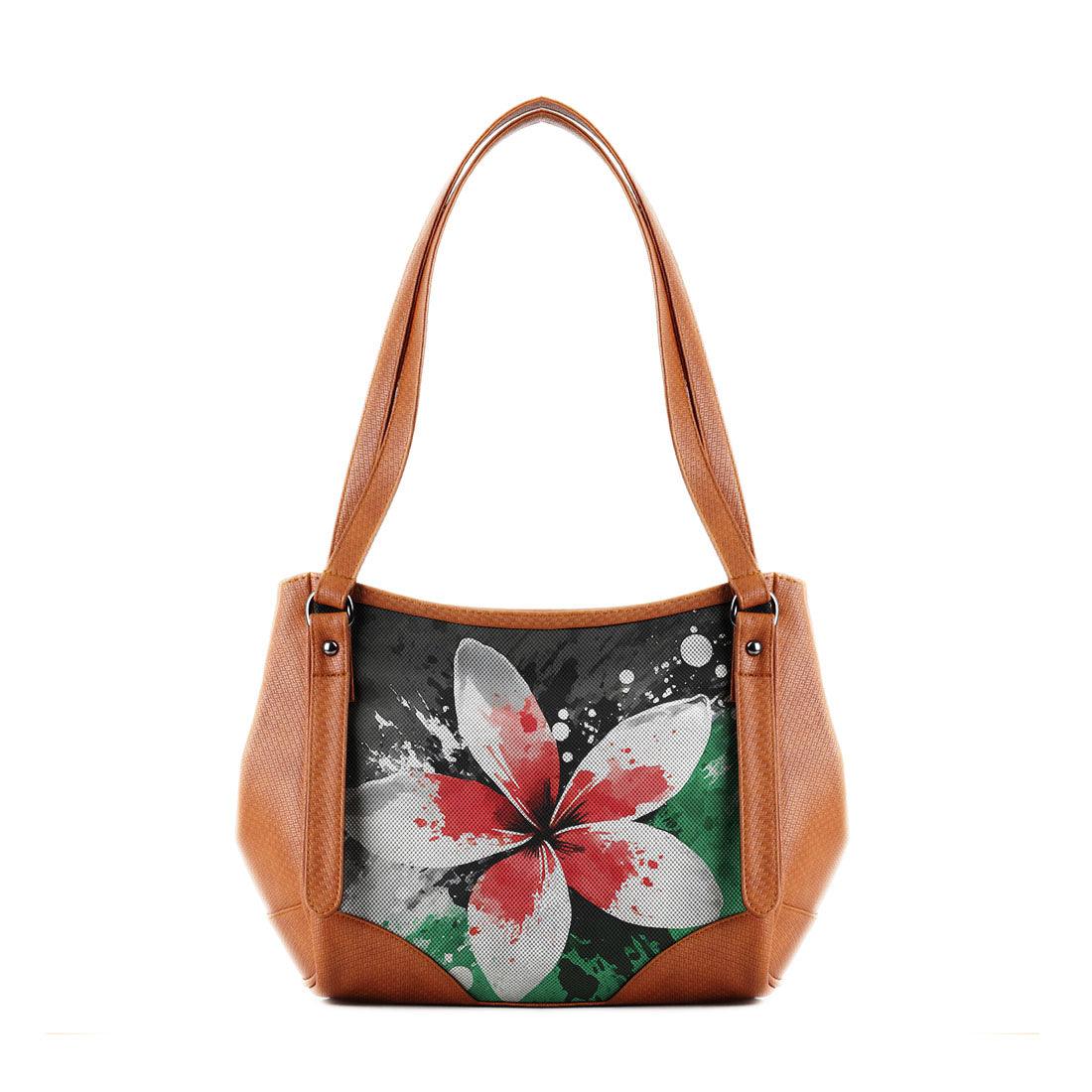 Leather Tote Bag palestine flower - CANVAEGYPT