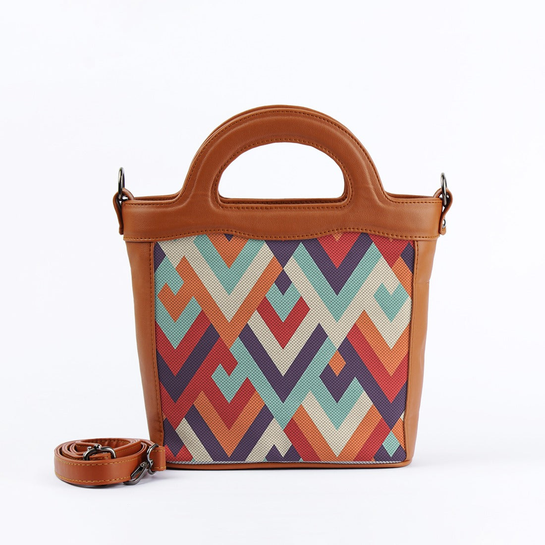 Havana Top Handle Handbag Triangles