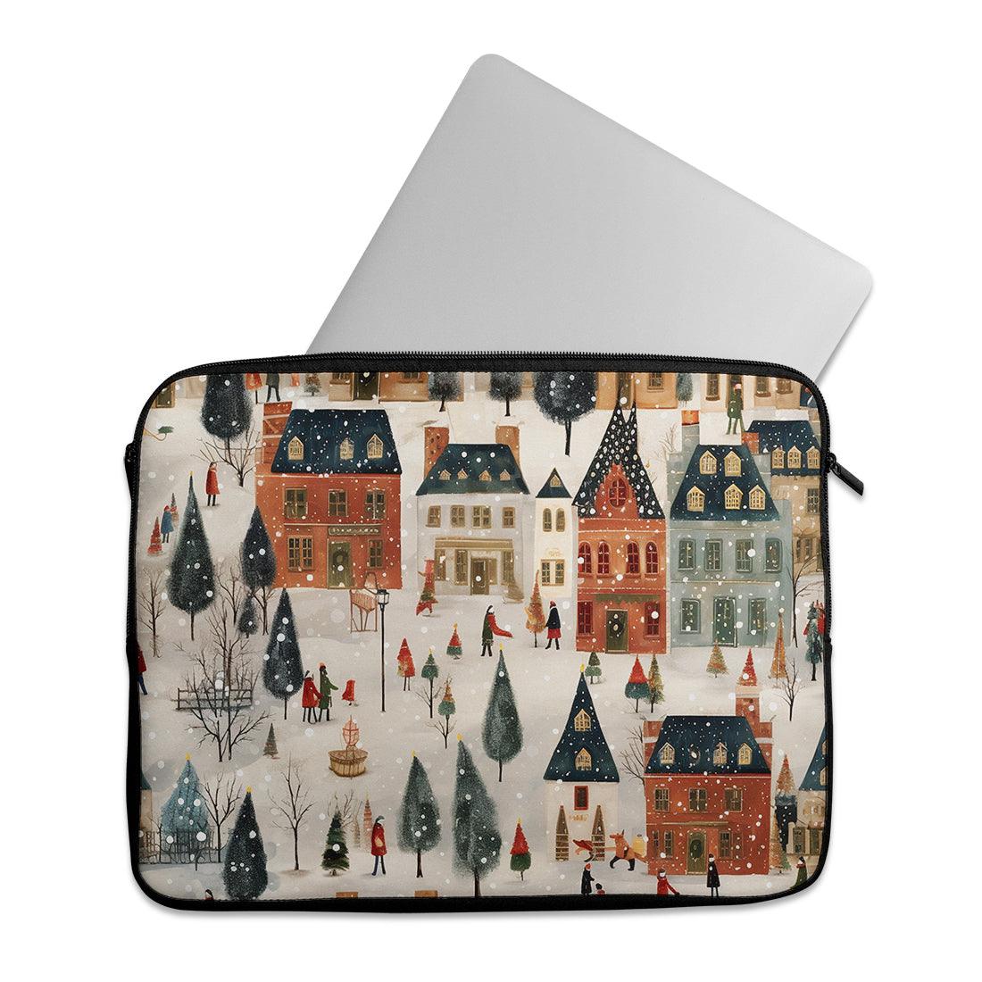 Laptop Sleeve Winter Town Charm - CANVAEGYPT