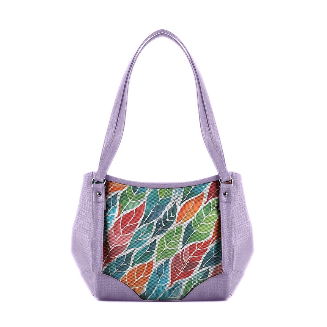Lavender Leather Tote Bag colorful leaf - CANVAEGYPT